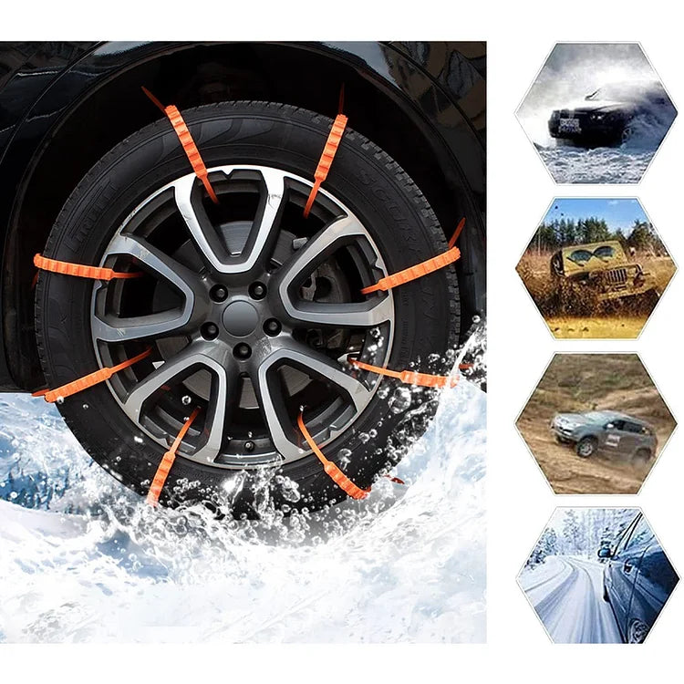 Tire Snow Chains Nylon Anti-Slip Adjustable 18-32 Inches