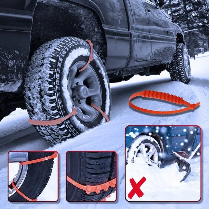 Tire Snow Chains Nylon Anti-Slip Adjustable 18-32 Inches
