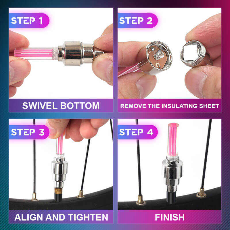 Tire Valve Cap Lights Motion-Activated 360 Degree Glow