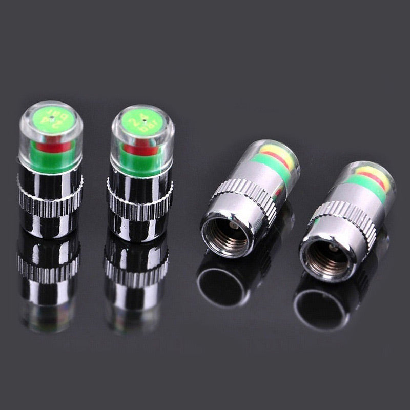 Tire Valve Caps Color-Coded Pressure Indicator & Airtight Seal