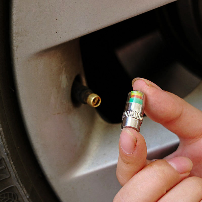 Tire Valve Caps Color-Coded Pressure Indicator & Airtight Seal