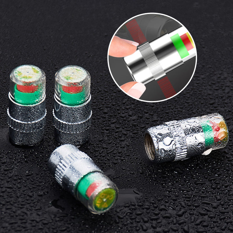 Tire Valve Caps Color-Coded Pressure Indicator & Airtight Seal