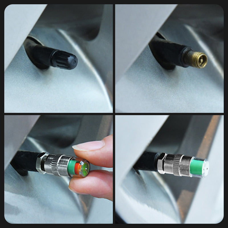 Tire Valve Caps Color-Coded Pressure Indicator & Airtight Seal