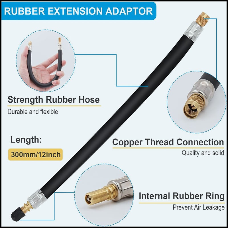 Tire Valve Extension Copper Construction Rubber Seal Universal Fit