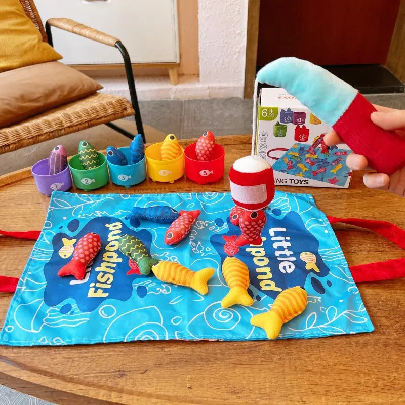 Toddler Fishing Playset Soft Fabric Fish & Velcro Rod