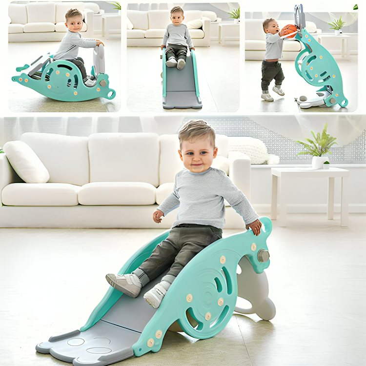 Toddler Playset Slide Swing & Hoop HDPE Rounded Edges