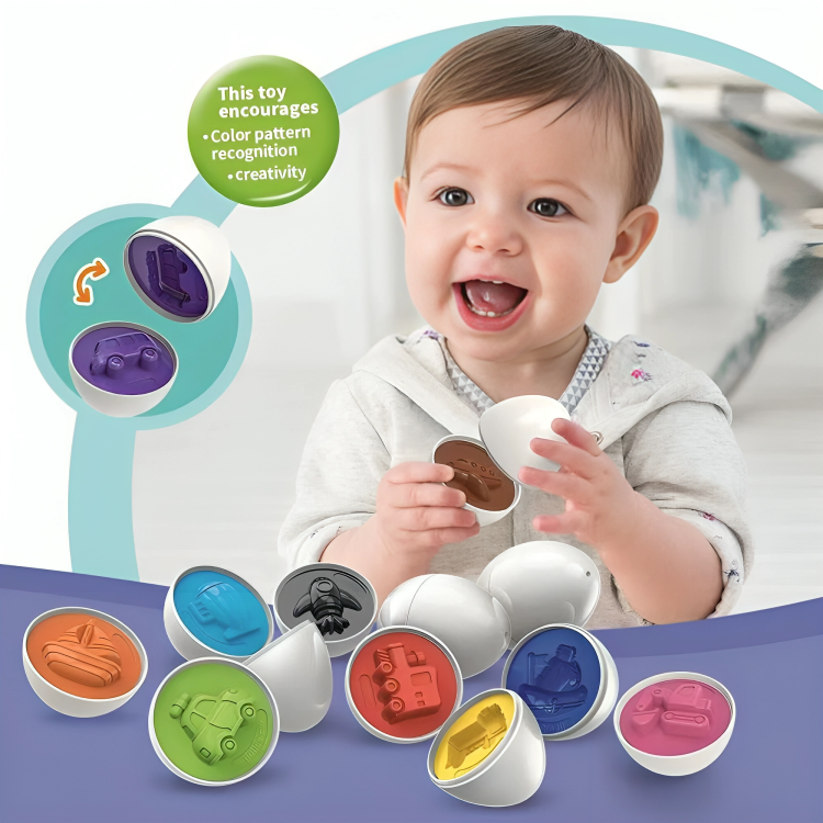 Toddler Puzzle Egg Set Shape & Color BPA-Free 12-Piece