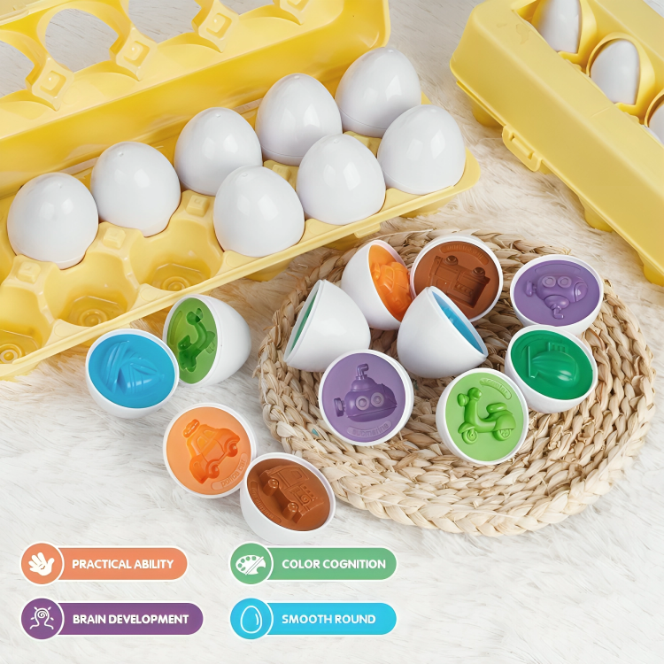 Toddler Puzzle Egg Set Shape & Color BPA-Free 12-Piece