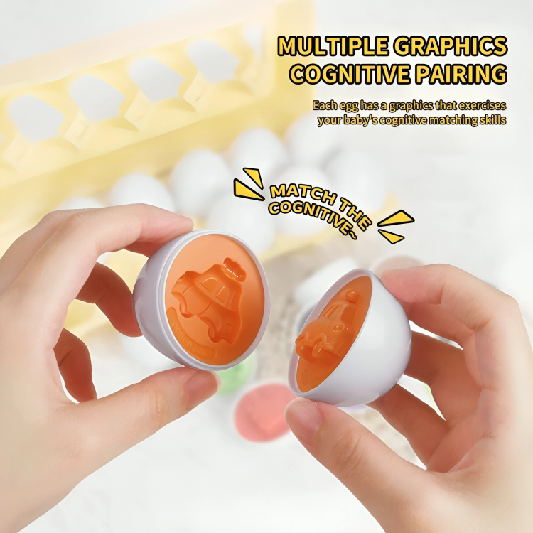 Toddler Puzzle Egg Set Shape & Color BPA-Free 12-Piece