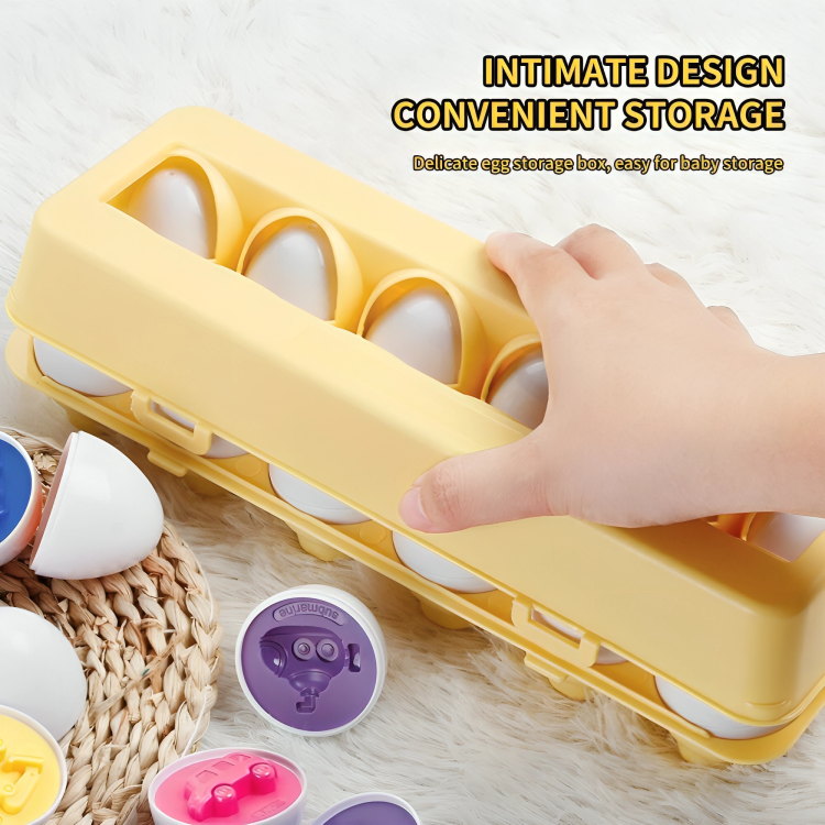 Toddler Puzzle Egg Set Shape & Color BPA-Free 12-Piece