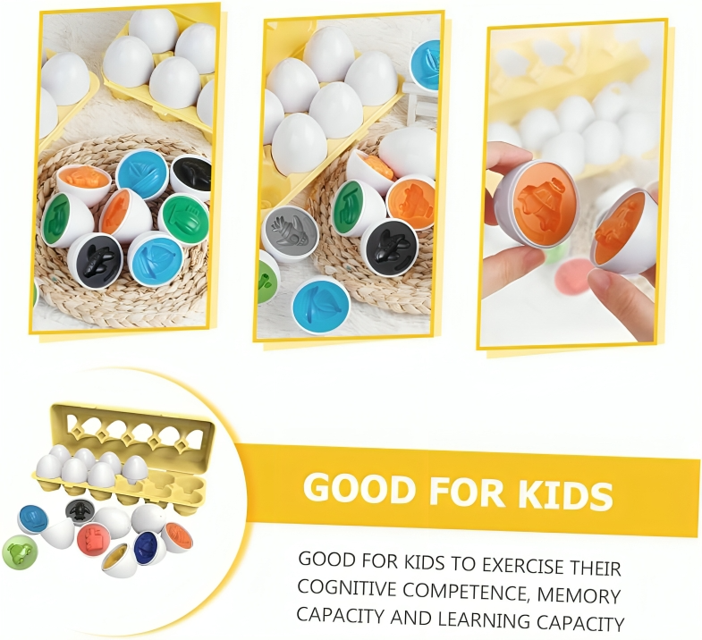 Toddler Puzzle Egg Set Shape & Color BPA-Free 12-Piece
