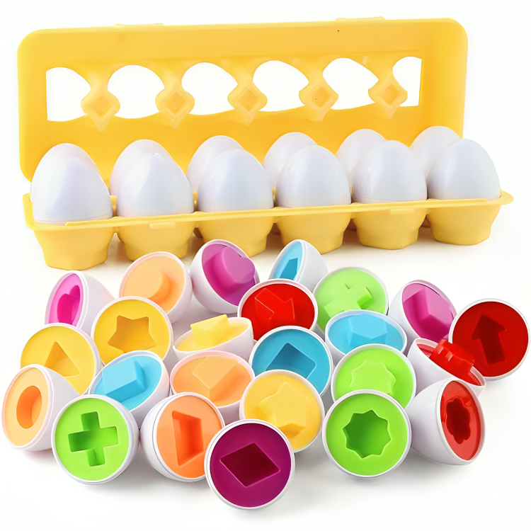 Toddler Puzzle Egg Set Shape & Color BPA-Free 12-Piece