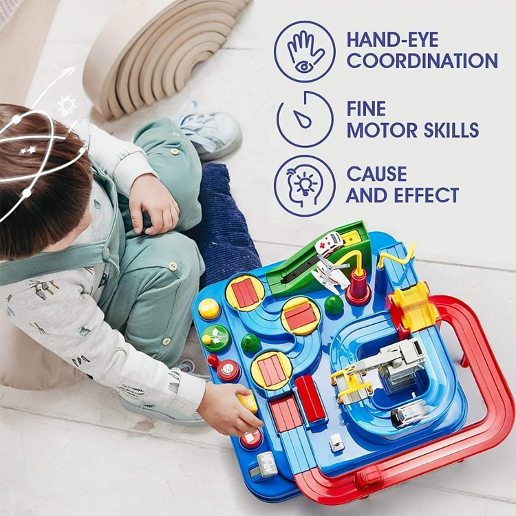 Toddler Puzzle Toy Track & Button Car 8 Challenges