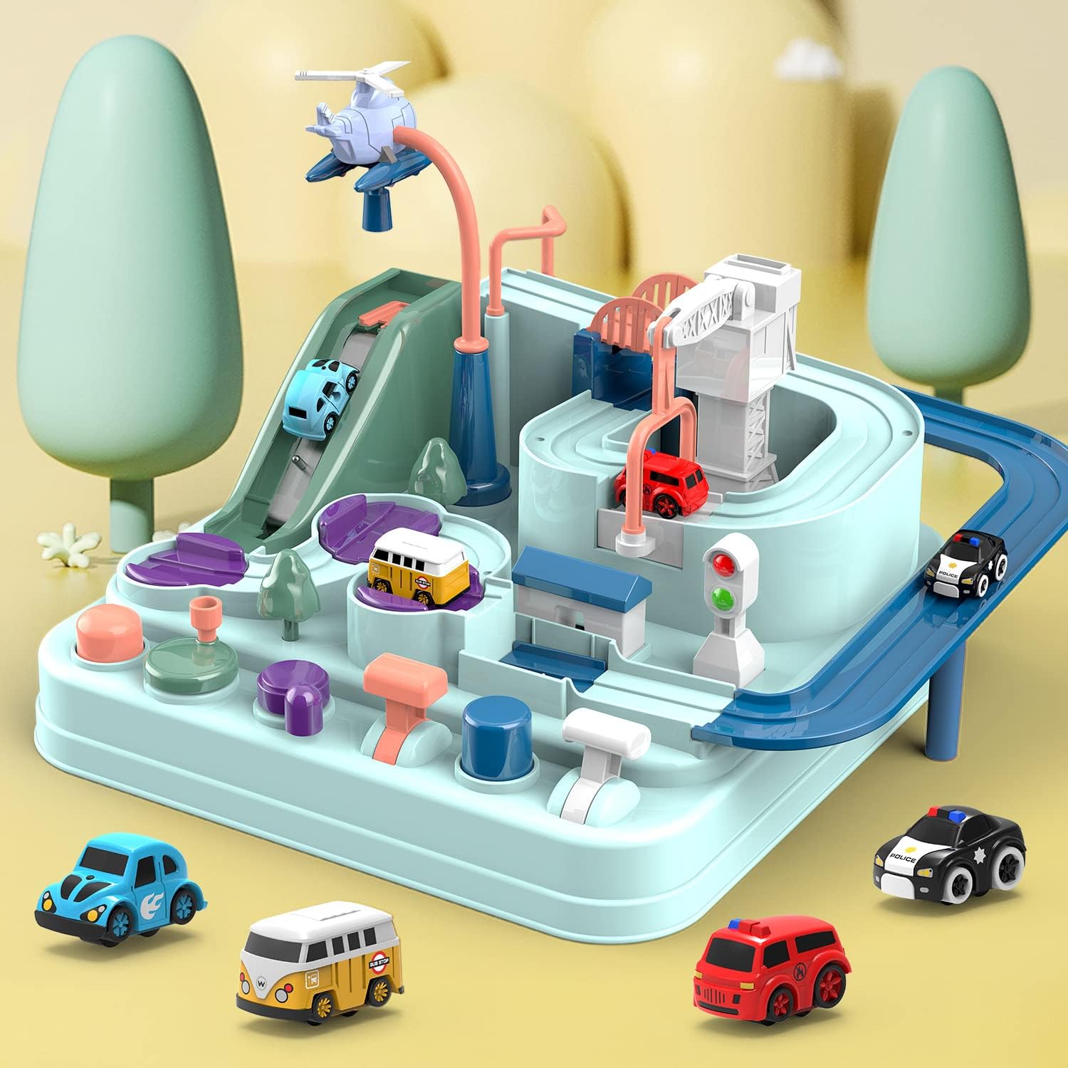 Toddler Puzzle Toy Track & Button Car 8 Challenges