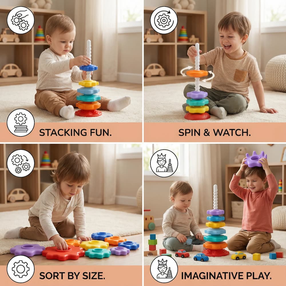 Toddler Stacking Tower Spiral Slide 6 Color Discs