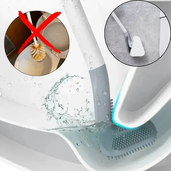 Toilet Brush Antibacterial Silicone Tool-Free Wall-Mount 36cm
