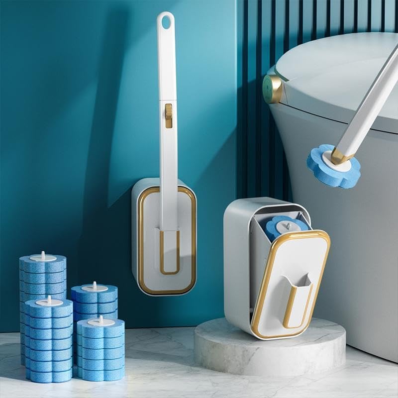 Toilet Brush Disposable Heads Antibacterial Coating & Wall Mount