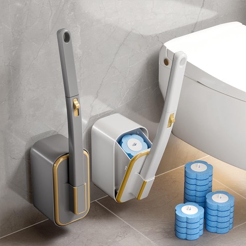 Toilet Brush Disposable Heads Antibacterial Coating & Wall Mount