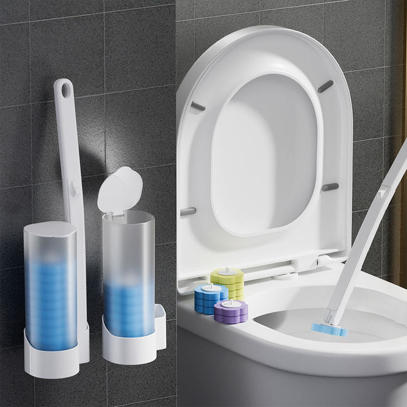 Toilet Brush Disposable Prefilled Sponge Heads Button Release