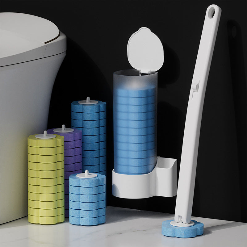 Toilet Brush Disposable Prefilled Sponge Heads Button Release