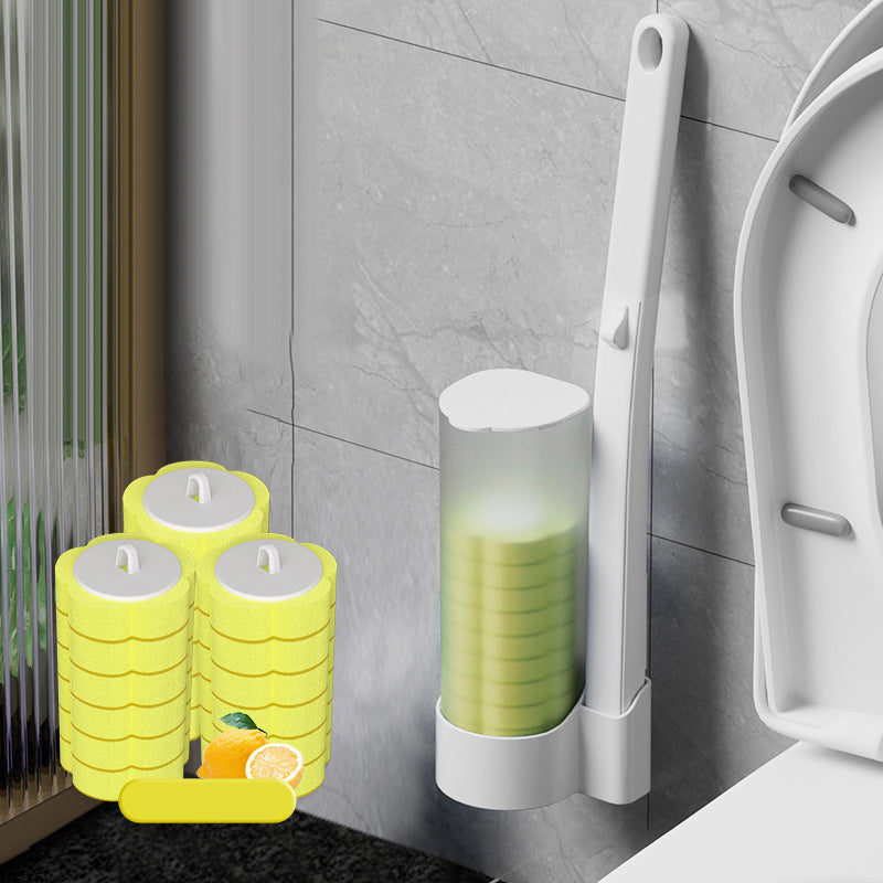 Toilet Brush Disposable Prefilled Sponge Heads Button Release