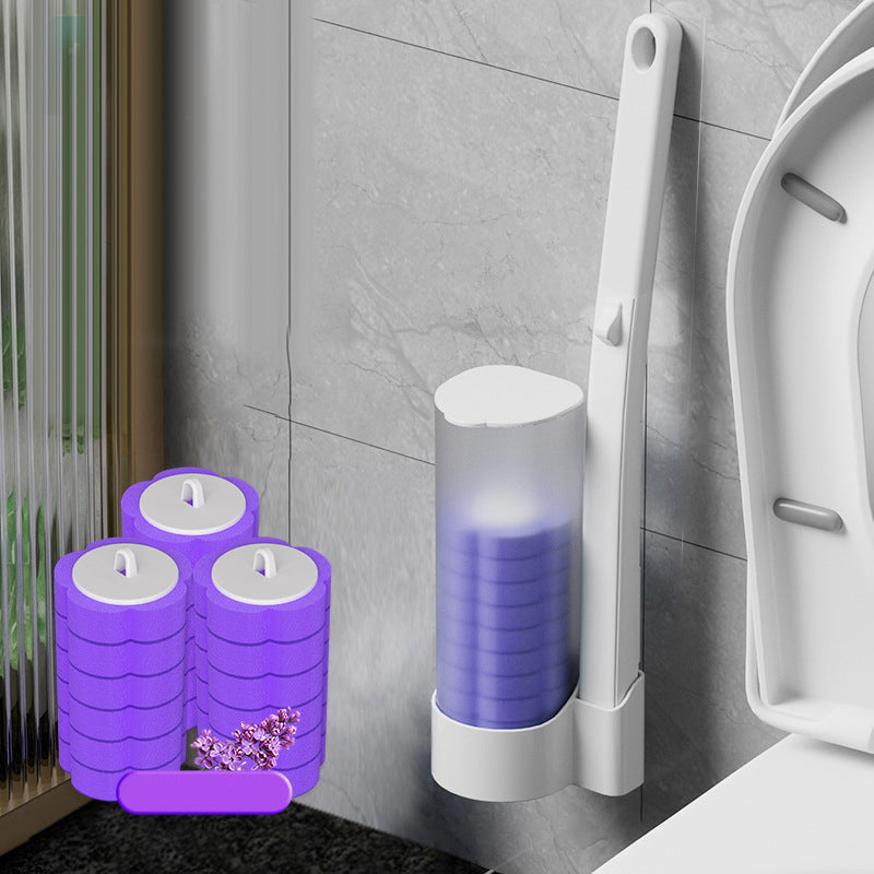 Toilet Brush Disposable Prefilled Sponge Heads Button Release