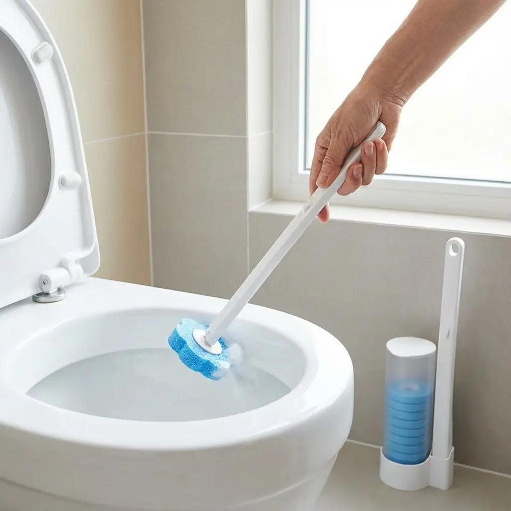 Toilet Brush Disposable Sponge Heads & Holder Set of 18