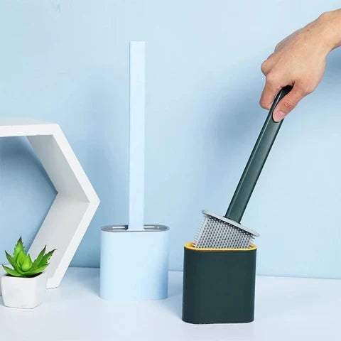 Toilet Brush Flexible Silicone Bristles Quick-Dry Holder