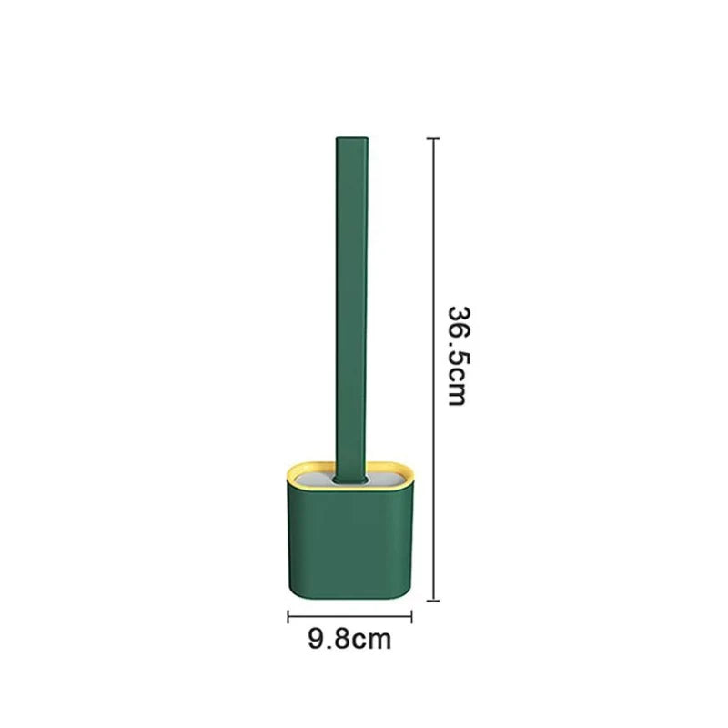 Toilet Brush Flexible Silicone Bristles Quick-Dry Holder