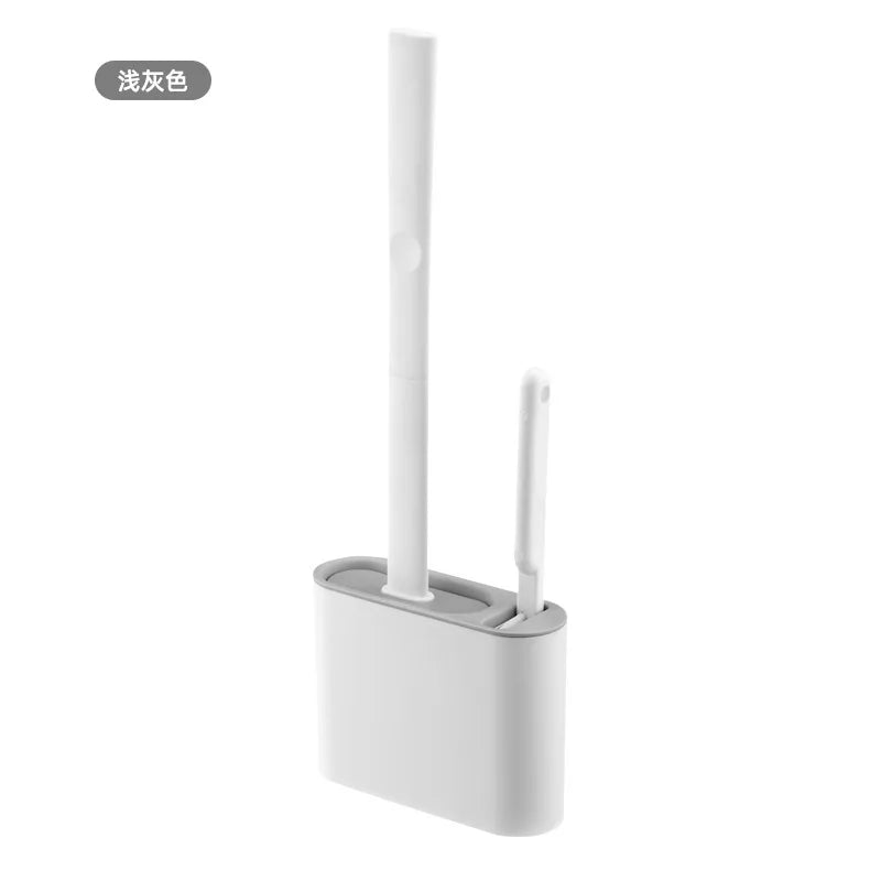 Toilet Brush Flexible Silicone Head Wall-Mount Holder Quick-Drying