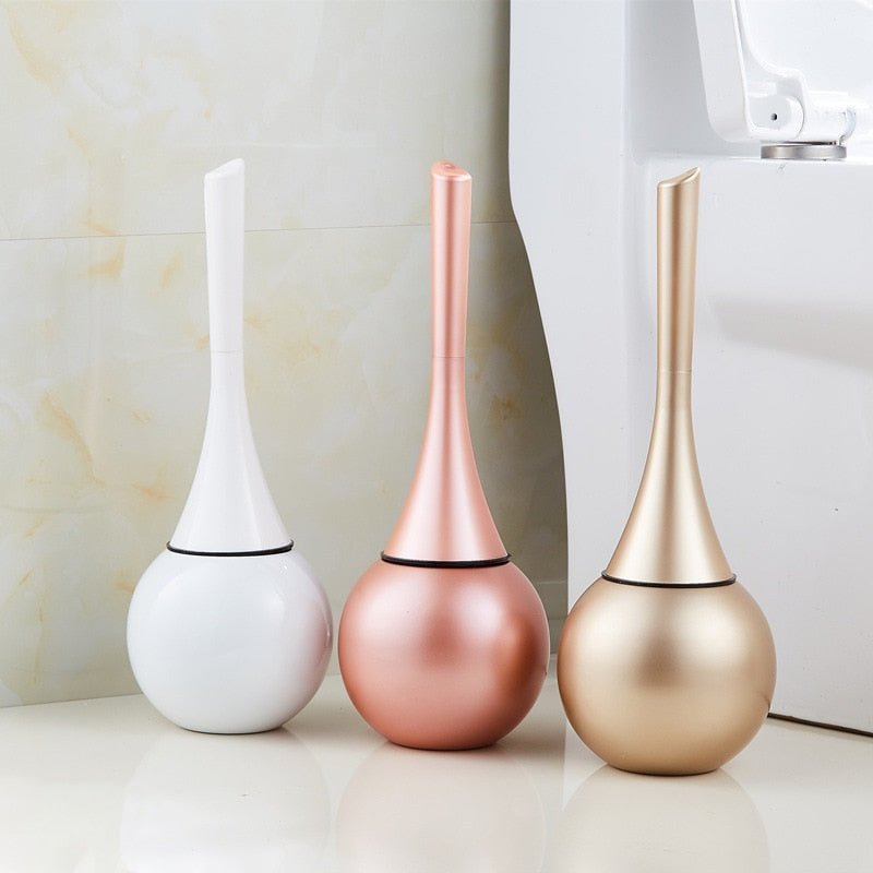 Toilet Brush & Holder Silicone Head Quick-Dry Ventilated Base