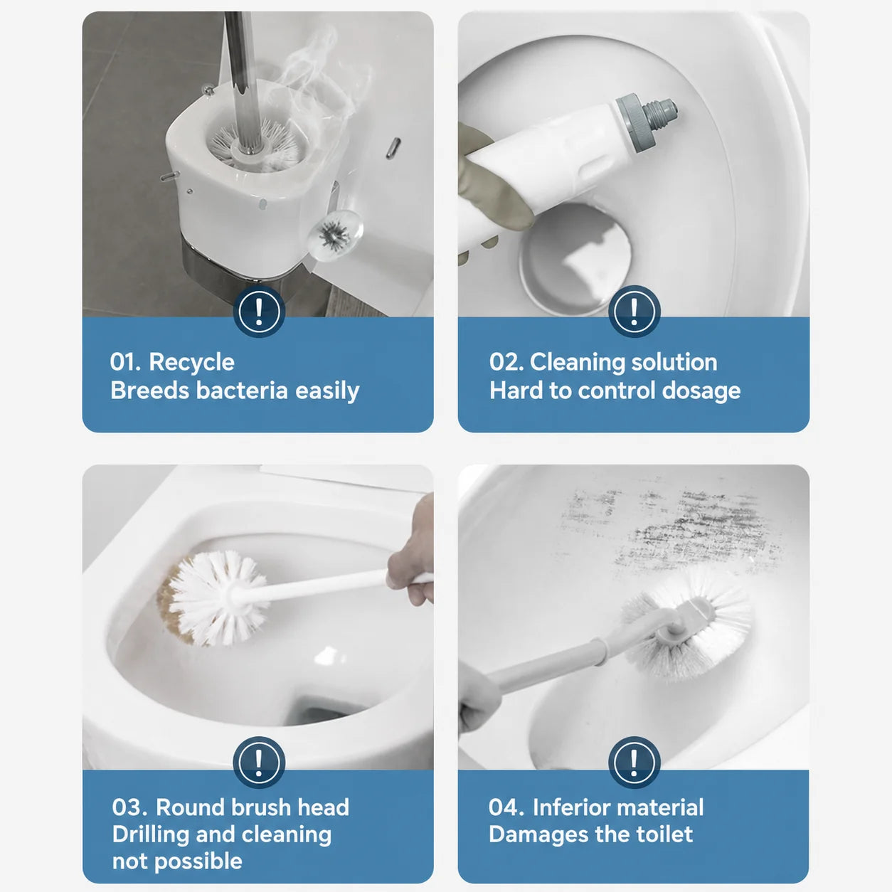 Toilet Brush Pre-Filled Disposable Sponge Heads Ergonomic Release Handle