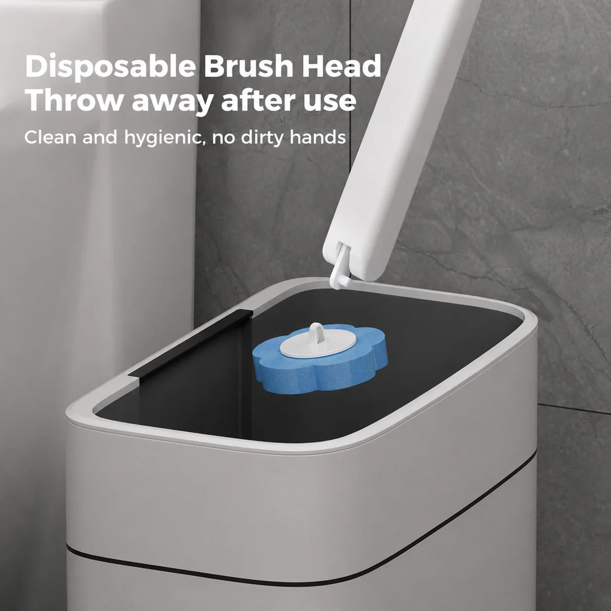 Toilet Brush Pre-Filled Disposable Sponge Heads Ergonomic Release Handle