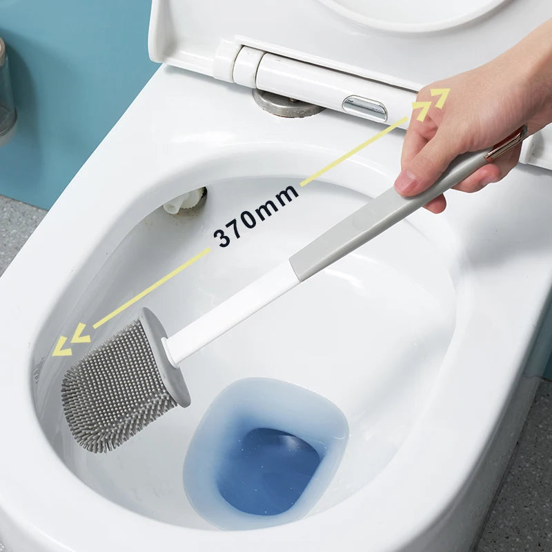 Toilet Brush Set Silicone Head Stainless Steel Drain Tool
