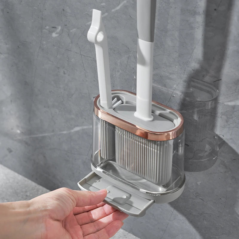 Toilet Brush Set Silicone Head Stainless Steel Drain Tool