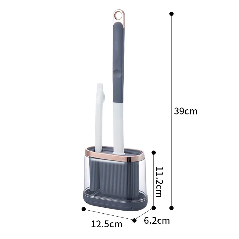 Toilet Brush Set Silicone Head Stainless Steel Drain Tool