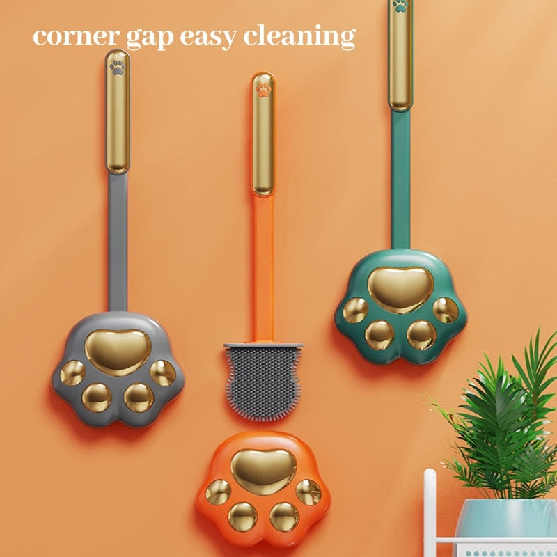 Toilet Brush Silicone Bristles Scratch-Free & Quick-Dry Holder