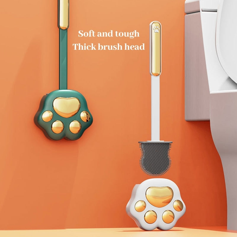 Toilet Brush Silicone Bristles Scratch-Free & Quick-Dry Holder