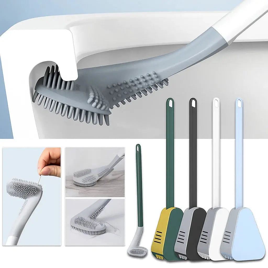 Toilet Brush Triangular Head TPR Bristles Drill-Free Mount