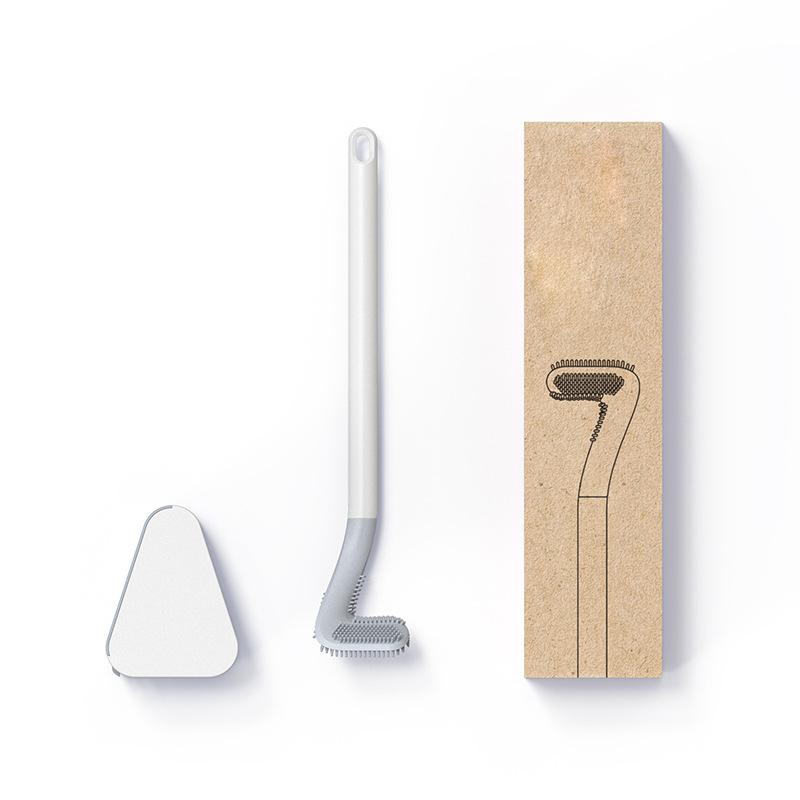 Toilet Brush Triangular TPR Bristles Drill-Free Mount