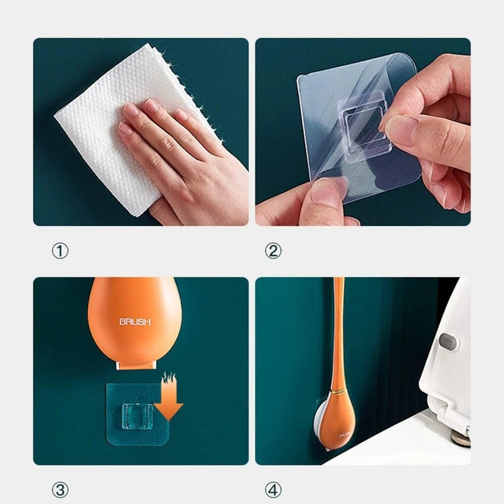 Toilet Brush Wall Mount Detachable Head & Long Handle