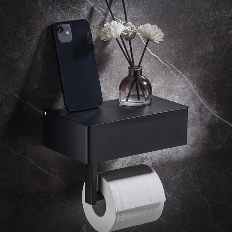 Toilet Paper Holder 2-in-1 Shelf & Storage Drill-Free Adhesive