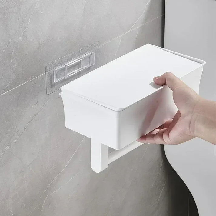 Toilet Paper Holder 2-in-1 Shelf & Storage Drill-Free Adhesive