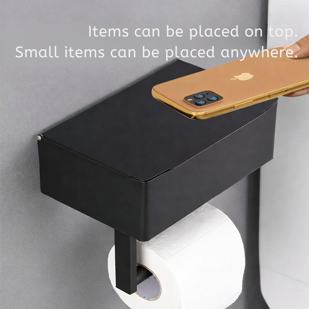Toilet Paper Holder 2-in-1 Shelf & Storage Drill-Free Adhesive