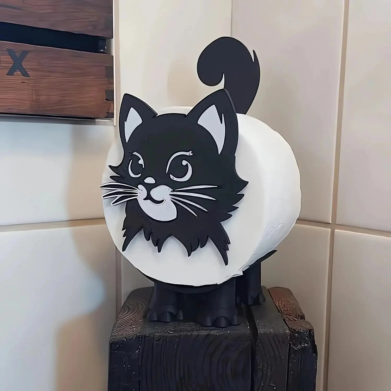 Toilet Paper Holder Cat Silhouette Freestanding Tool-Free Assembly