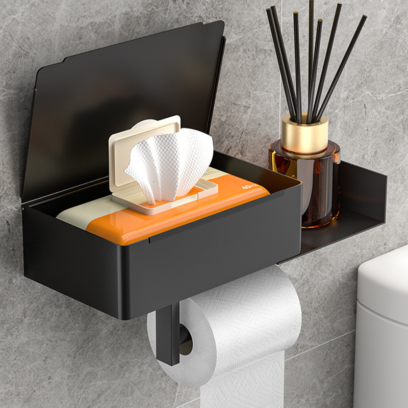 Toilet Paper Holder Stainless Steel Shelf Drill Free Mount