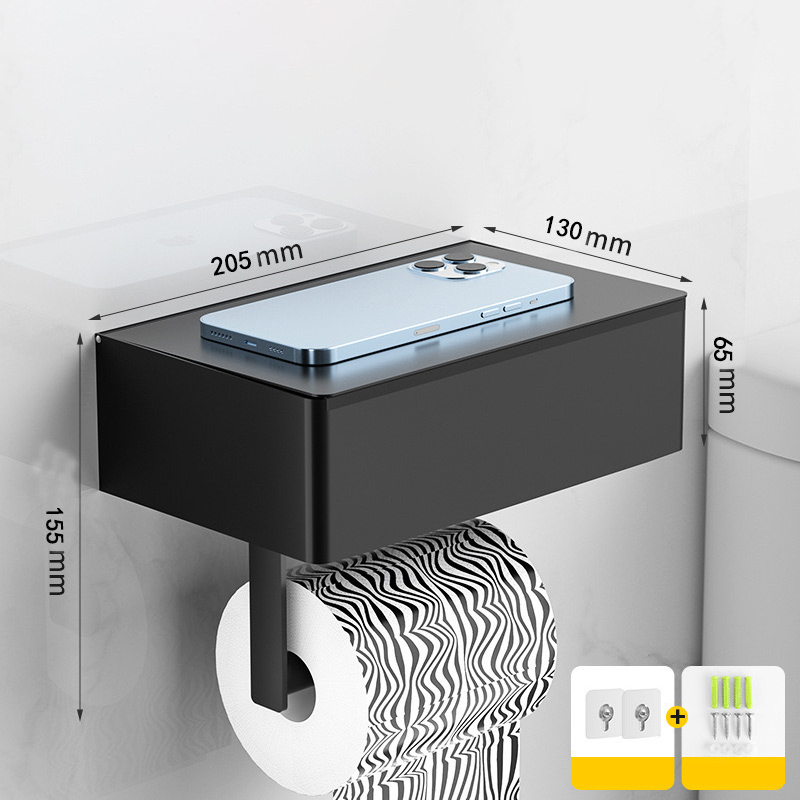 Toilet Paper Holder Stainless Steel Shelf Drill Free Mount