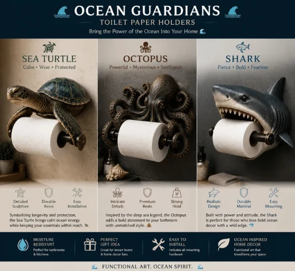 Toilet Paper Holder Wall-Mount Resin Marine Animal