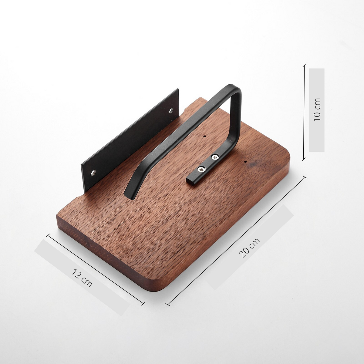 Toilet Paper Holder Wall-Mounted Walnut Shelf & Metal Bracket