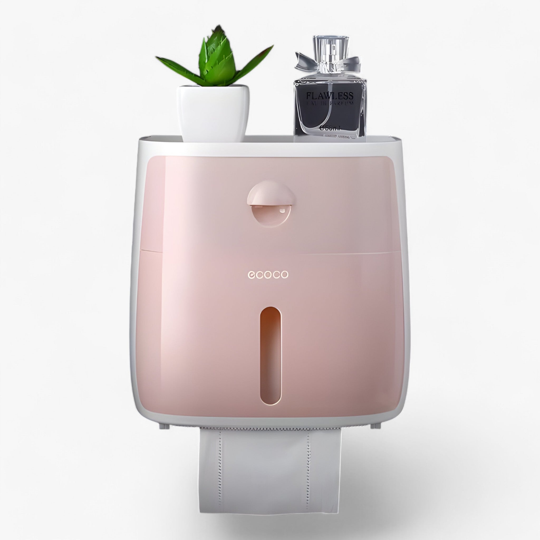 Toilet Paper Holder Wall-Mounted Waterproof Cover & Top Shelf